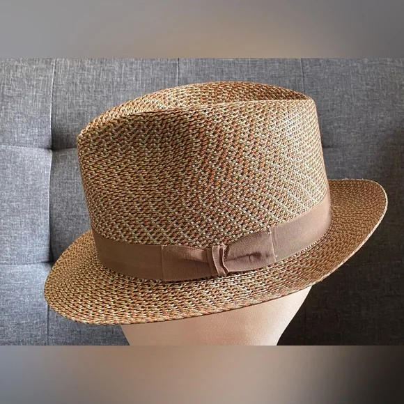 NWOT Stetson EMIN STRAW FEDORA Multicolor Woven Hat - Picture 3 of 11